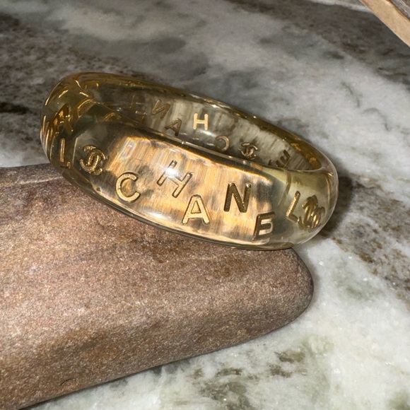 Vintage 90’s Chanel Logo Lucite Bangle - Picture 1 of 16